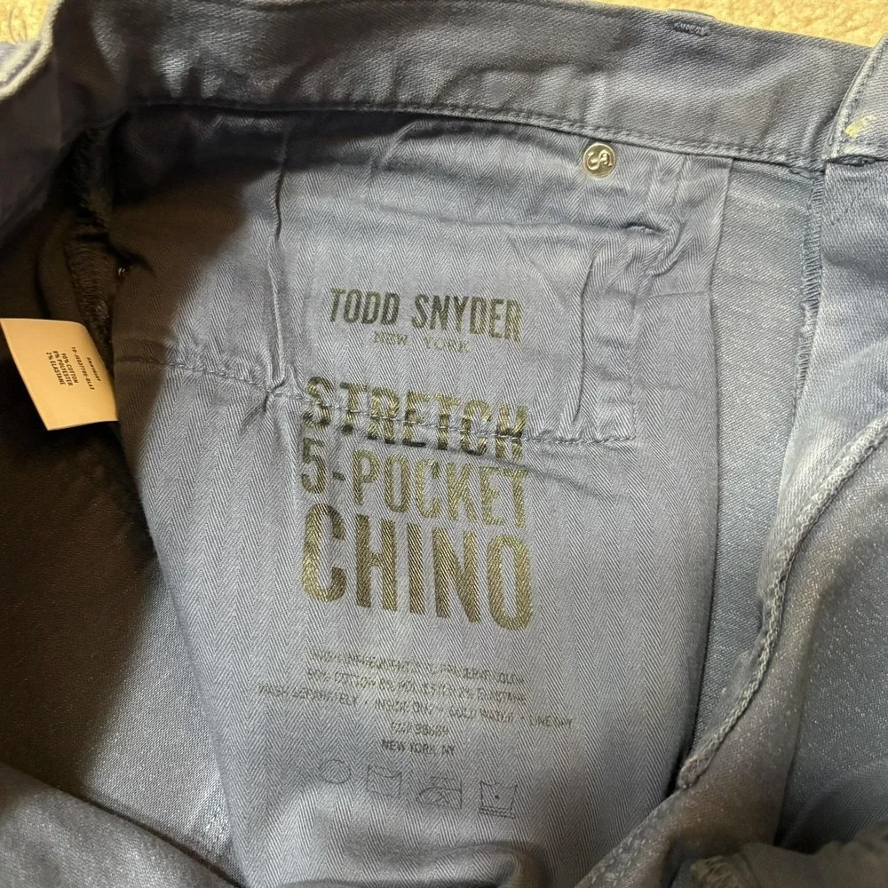 Todd Snyder Pants Mens 36x32 Blue Stretch Slim Straight 5 Pocket Chino Casual